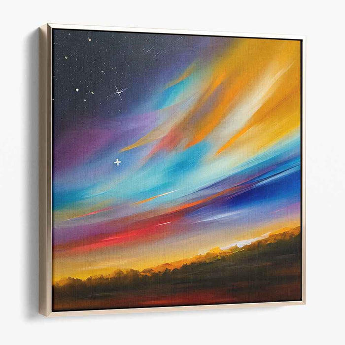 Cosmic Horizon Exploration: Abstract Sunset Skyscape Canvas Art Print