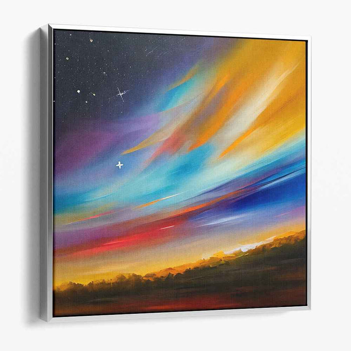 Cosmic Horizon Exploration: Abstract Sunset Skyscape Canvas Art Print