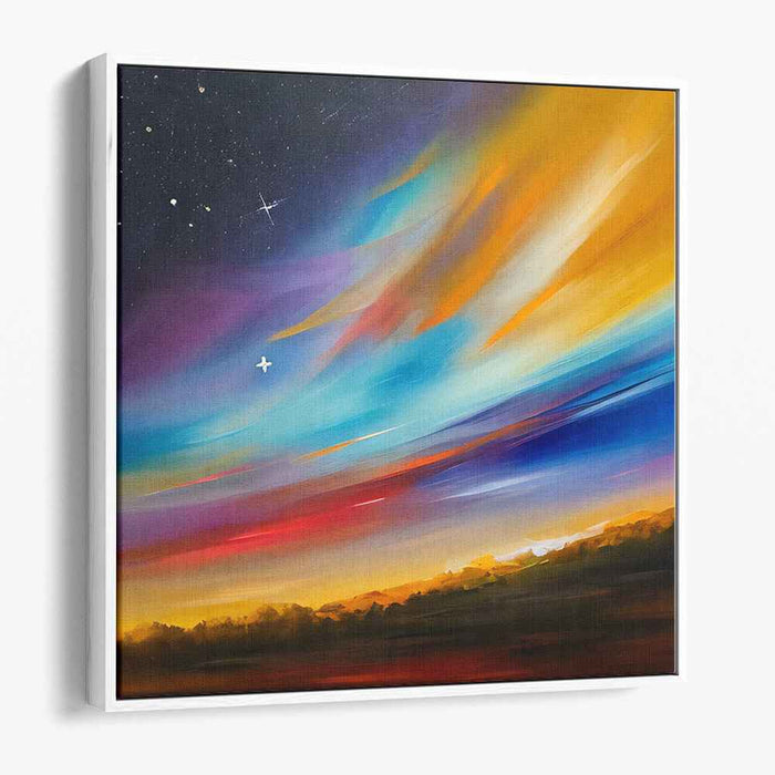 Cosmic Horizon Exploration: Abstract Sunset Skyscape Canvas Art Print