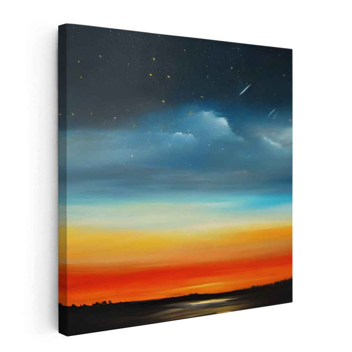Starry Dreamscapes Blend: A Vivid Nightfall Panorama Canvas Art