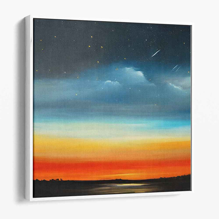 Starry Dreamscapes Blend: A Vivid Nightfall Panorama Canvas Art
