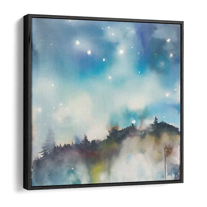 Night Sky Symphony: Watercolor Starlit Night Canvas Art Print