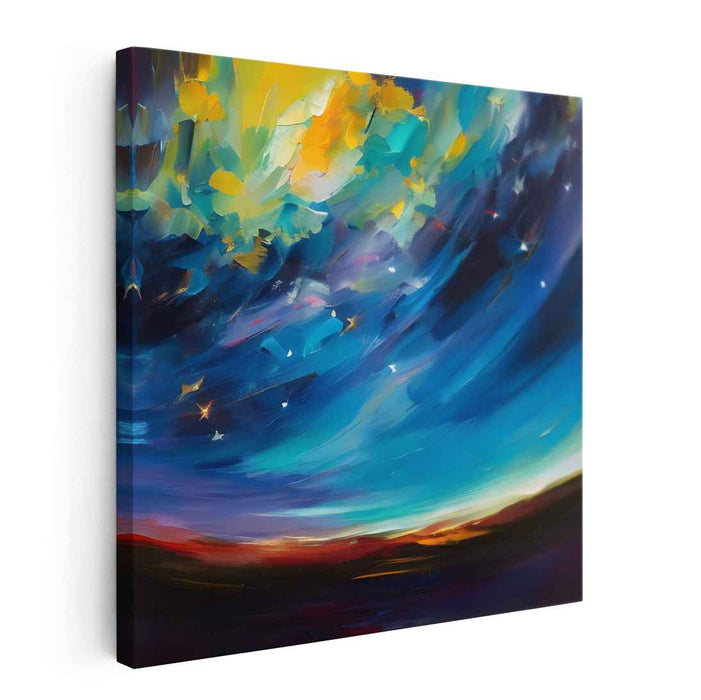 Starry Dance of Emotions: Abstract Expressionist Night Sky Canvas Art Print