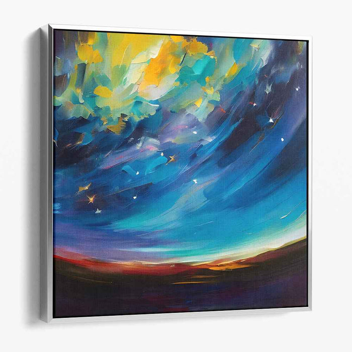 Starry Dance of Emotions: Abstract Expressionist Night Sky Canvas Art Print