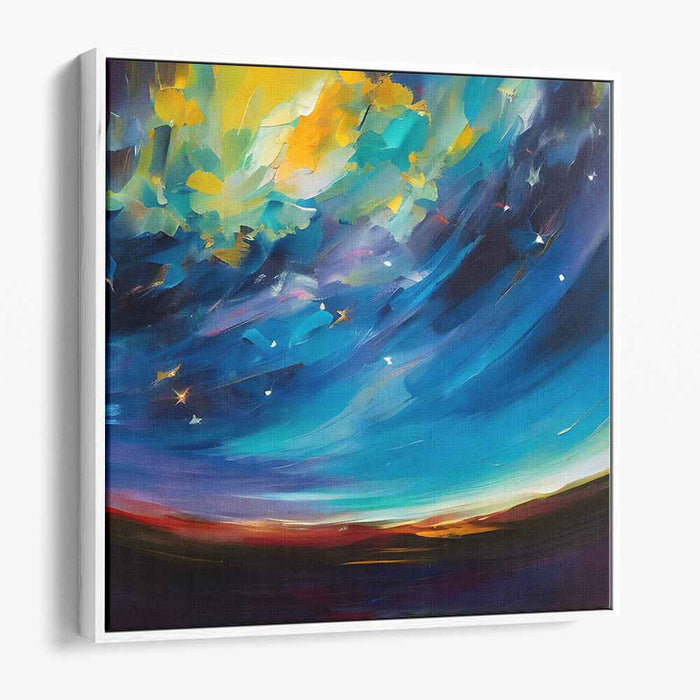 Starry Dance of Emotions: Abstract Expressionist Night Sky Canvas Art Print