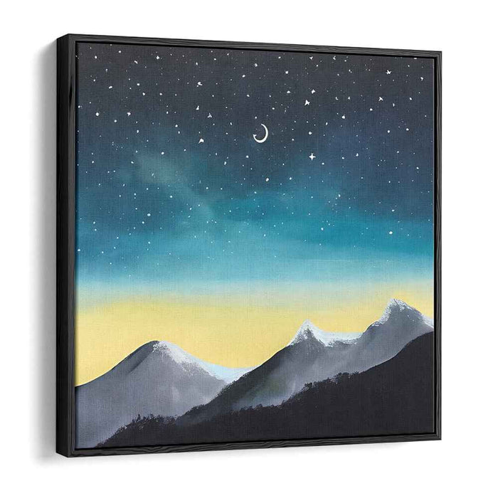 Serene Nightscape: Tranquil Starry Mountain Canvas Art Print