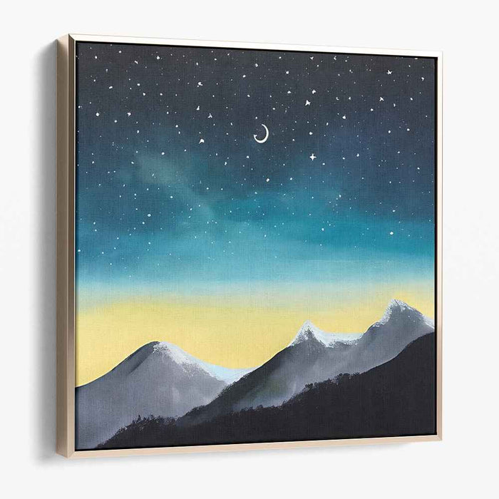 Serene Nightscape: Tranquil Starry Mountain Canvas Art Print