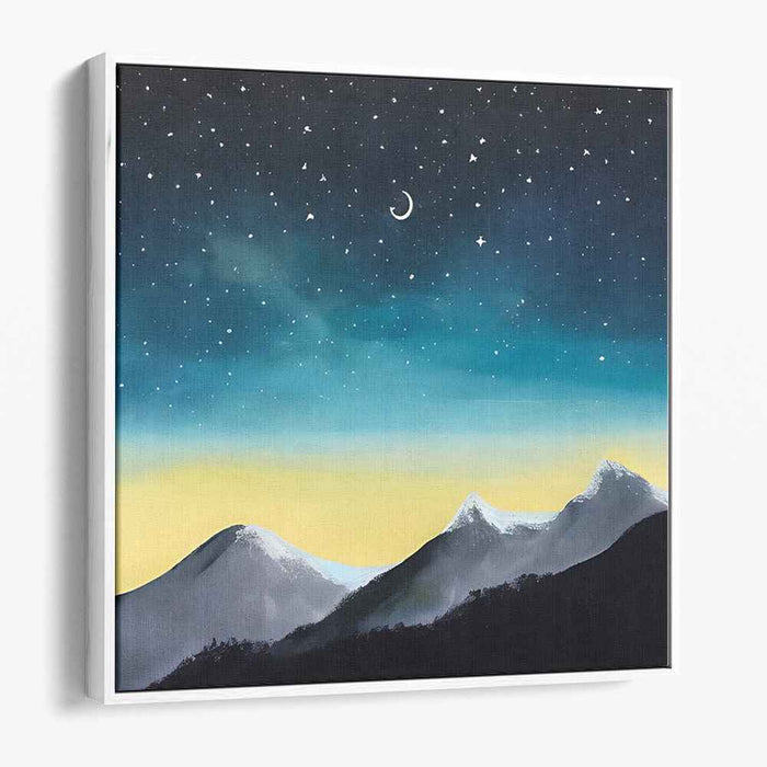 Serene Nightscape: Tranquil Starry Mountain Canvas Art Print