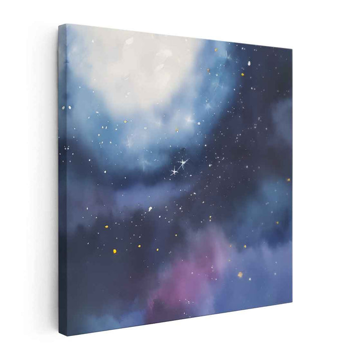 Celestial Lullaby: A Cosmic Symphony in Blue and Violet Canvas Art