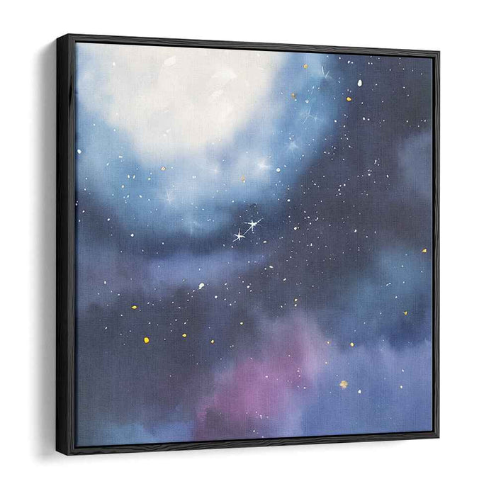 Celestial Lullaby: A Cosmic Symphony in Blue and Violet Canvas Art