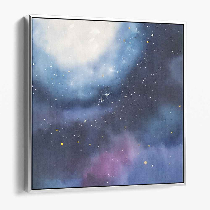 Celestial Lullaby: A Cosmic Symphony in Blue and Violet Canvas Art