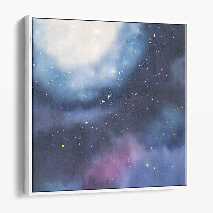 Celestial Lullaby: A Cosmic Symphony in Blue and Violet Canvas Art