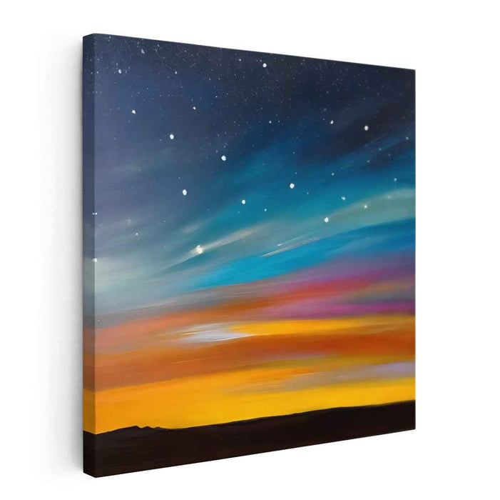Starlit Dawn: A Symphony of Night and Day on Canvas