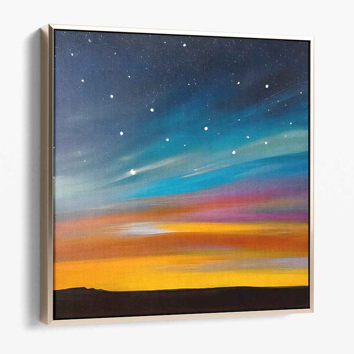 Starlit Dawn: A Symphony of Night and Day on Canvas