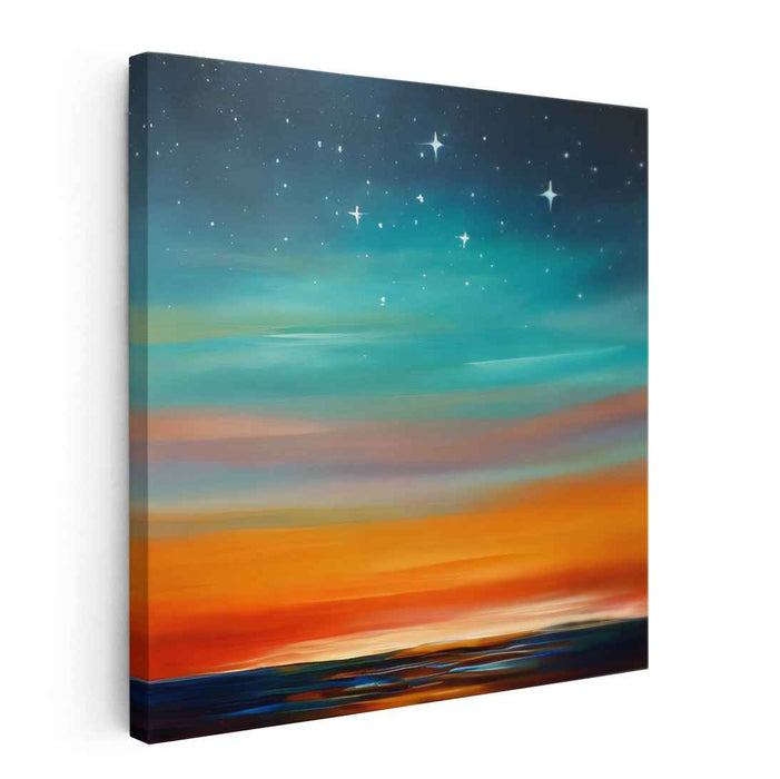 Dusk Drenched Horizon: Modern Landscape with Twilight Hues Canvas Art Print