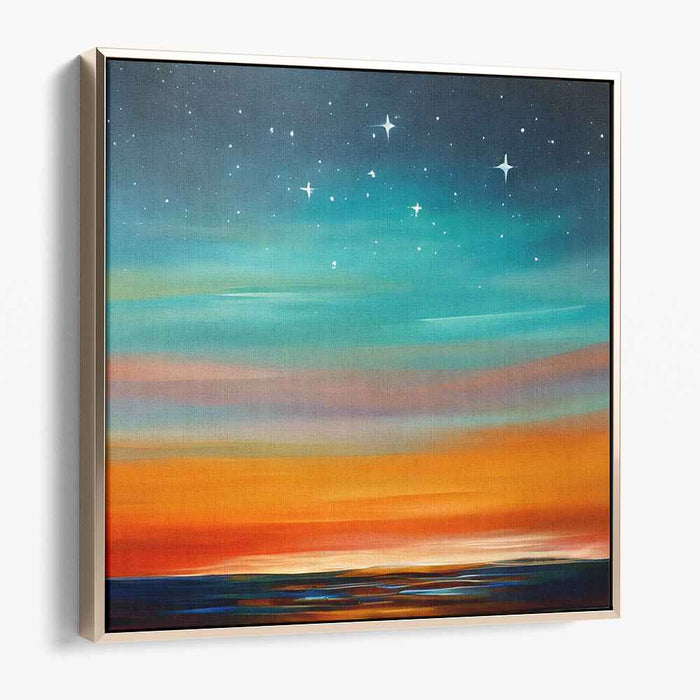 Dusk Drenched Horizon: Modern Landscape with Twilight Hues Canvas Art Print