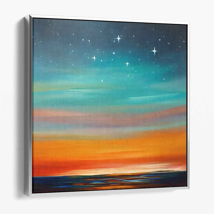 Dusk Drenched Horizon: Modern Landscape with Twilight Hues Canvas Art Print