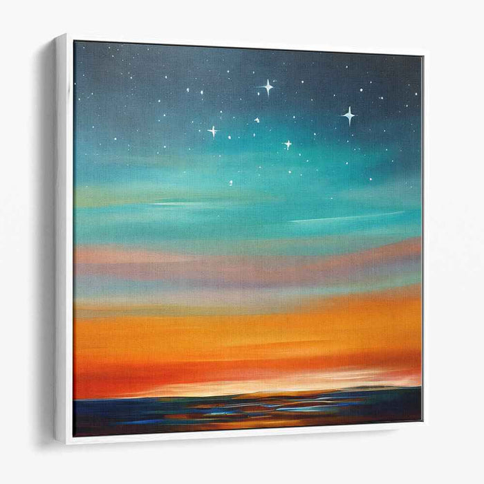 Dusk Drenched Horizon: Modern Landscape with Twilight Hues Canvas Art Print