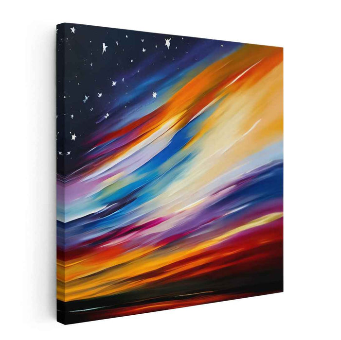 Sapphire Dreams Unfolding: Abstract Expressionist Twilight Canvas Art Print