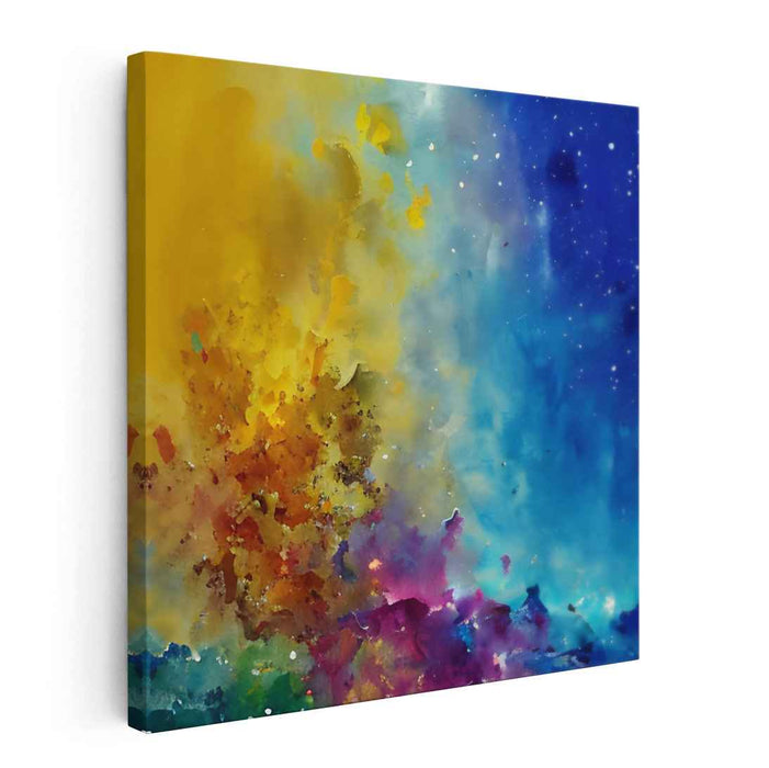 Cosmic Melodies Dance: Abstract Expressionist Galaxy Canvas Art Print