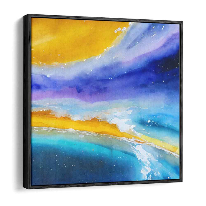 Golden Midnight Swirls: Abstract Fluid Art in Deep Blue and Vibrant Yellow