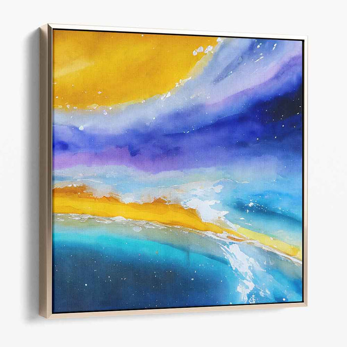 Golden Midnight Swirls: Abstract Fluid Art in Deep Blue and Vibrant Yellow