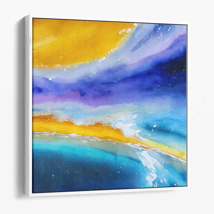 Golden Midnight Swirls: Abstract Fluid Art in Deep Blue and Vibrant Yellow