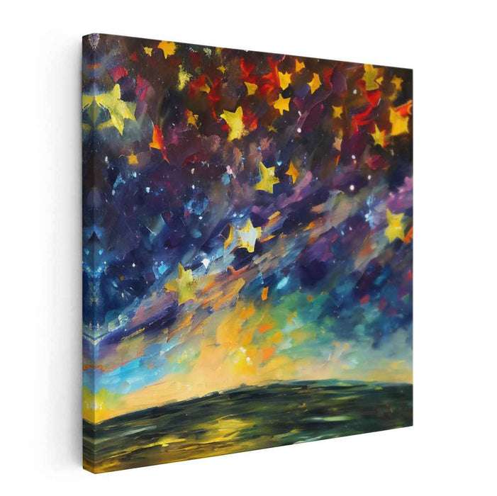 Stellar Nocturne: Vibrant Night Sky with Stars Canvas Art Print