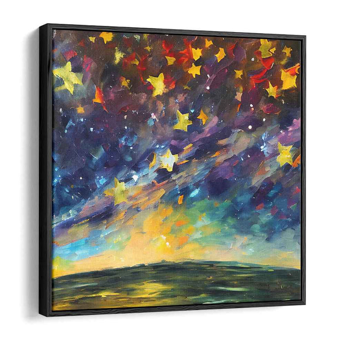 Stellar Nocturne: Vibrant Night Sky with Stars Canvas Art Print