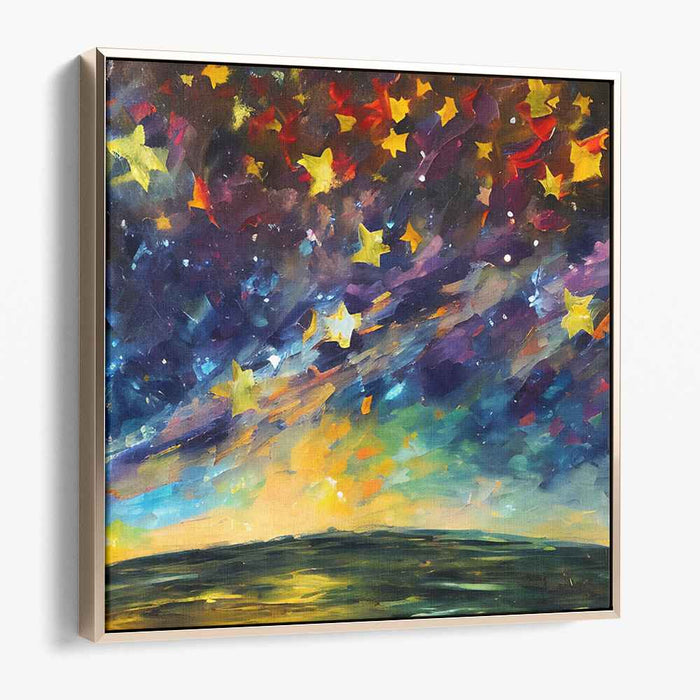 Stellar Nocturne: Vibrant Night Sky with Stars Canvas Art Print