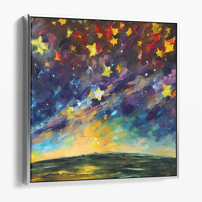 Stellar Nocturne: Vibrant Night Sky with Stars Canvas Art Print