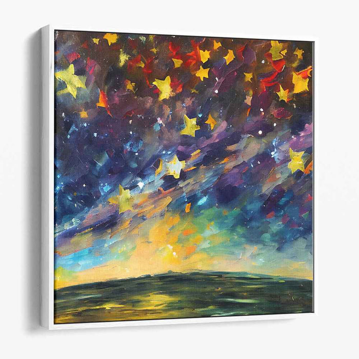Stellar Nocturne: Vibrant Night Sky with Stars Canvas Art Print