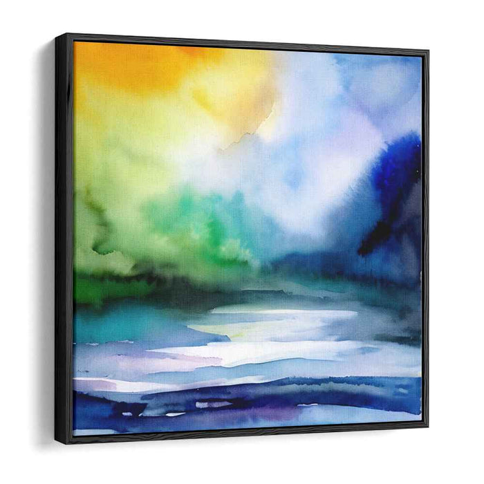 Aqua Meadow Serenade: Watercolor Landscape Canvas Art Print