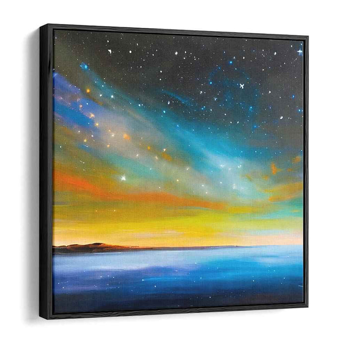Cosmic Serenade on Silent Currents: Cosmic Symphony Over Tranquil Waters Canvas Art