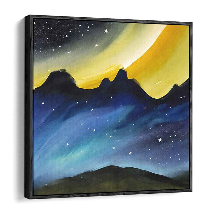 Stardust Peaks Reverie: Starlit Mountain Vista Canvas Art