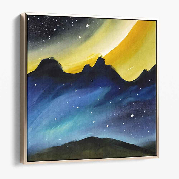 Stardust Peaks Reverie: Starlit Mountain Vista Canvas Art