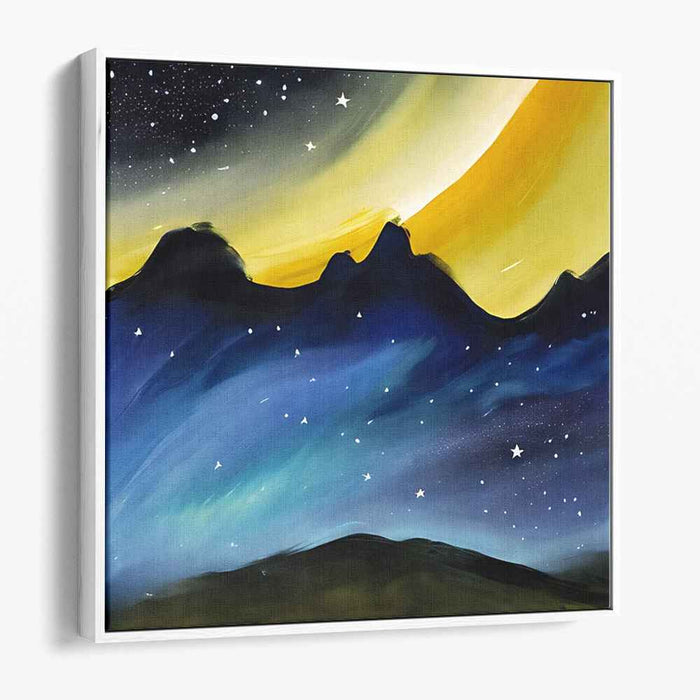 Stardust Peaks Reverie: Starlit Mountain Vista Canvas Art