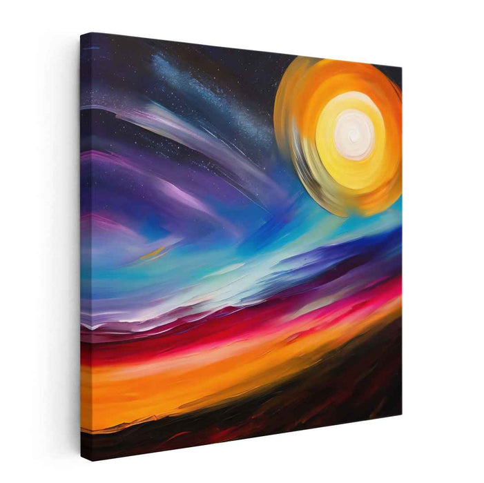 Luminous Dawn Tapestry: Abstract Sunlit Horizon Canvas Art Print