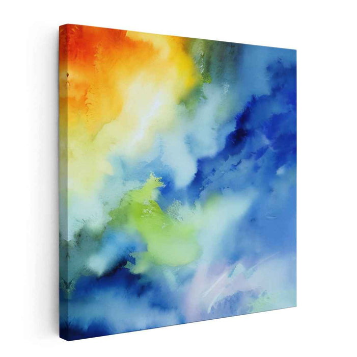 Vibrant Melodies of Fire and Ice: Abstract Expressionist Orange and Blue Canvas Art Print