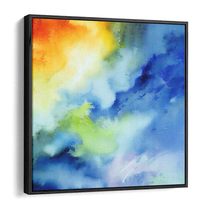 Vibrant Melodies of Fire and Ice: Abstract Expressionist Orange and Blue Canvas Art Print