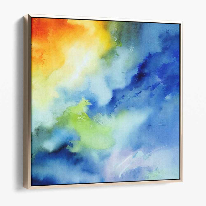 Vibrant Melodies of Fire and Ice: Abstract Expressionist Orange and Blue Canvas Art Print