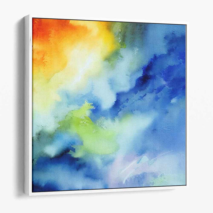 Vibrant Melodies of Fire and Ice: Abstract Expressionist Orange and Blue Canvas Art Print