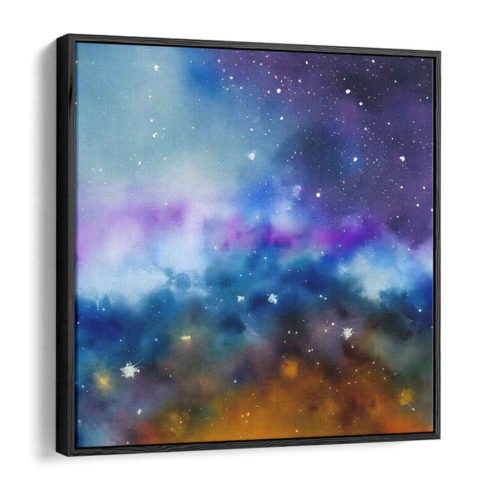 Celestial Ink Dance: Abstract Cosmic Watercolor Canvas Art Print