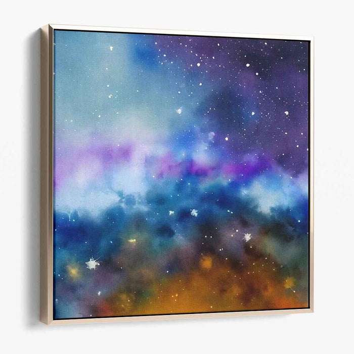 Celestial Ink Dance: Abstract Cosmic Watercolor Canvas Art Print