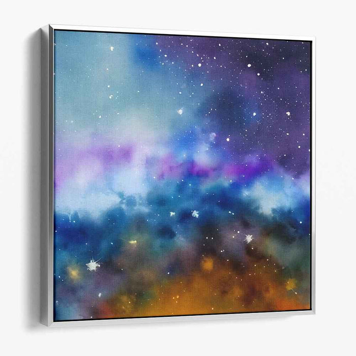Celestial Ink Dance: Abstract Cosmic Watercolor Canvas Art Print
