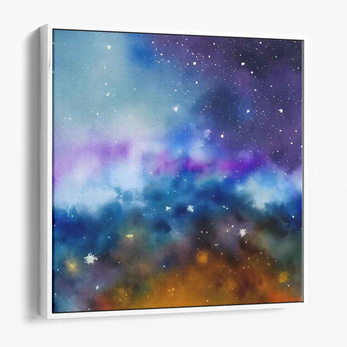 Celestial Ink Dance: Abstract Cosmic Watercolor Canvas Art Print