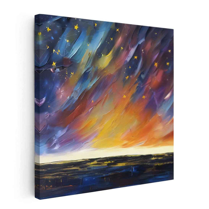 Stardust Symphony Dance: Vibrant Night Sky Canvas Art Print