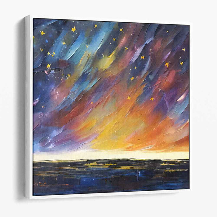 Stardust Symphony Dance: Vibrant Night Sky Canvas Art Print