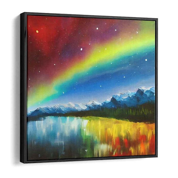 Aurora Borealis Symphony Peaks: Northern Lights Over Majestic Mountains Canvas Art Print