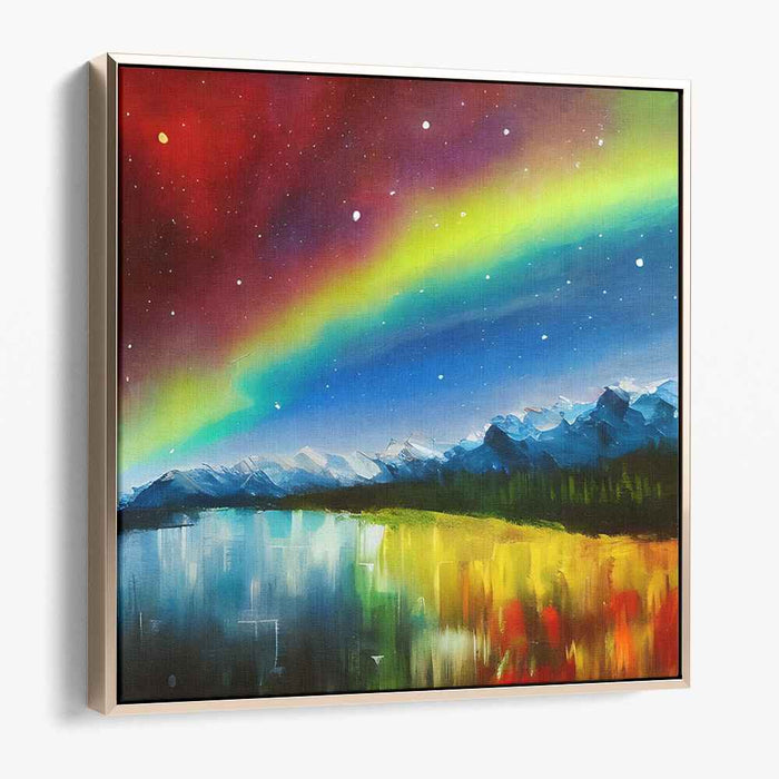 Aurora Borealis Symphony Peaks: Northern Lights Over Majestic Mountains Canvas Art Print